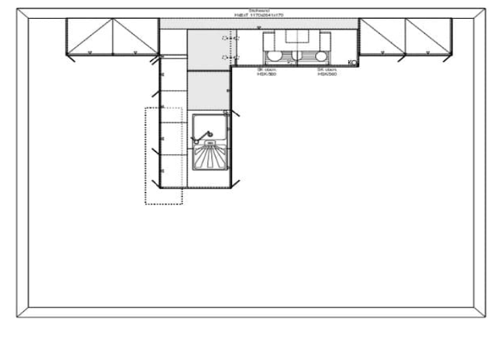 Grundriss Häcker L-Küche Weiß mit Esstresen