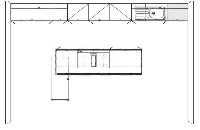 Grundriss Häcker Moderne Inselküche Graphit Eiche