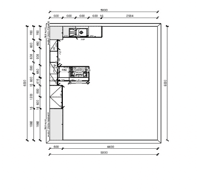 Grundriss Häcker U-Küche Carrara