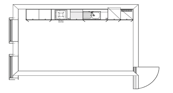 Grundriss Häcker moderne Küchenzeile Umbra