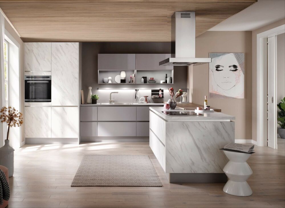 Häcker Design Inselküche Carrara