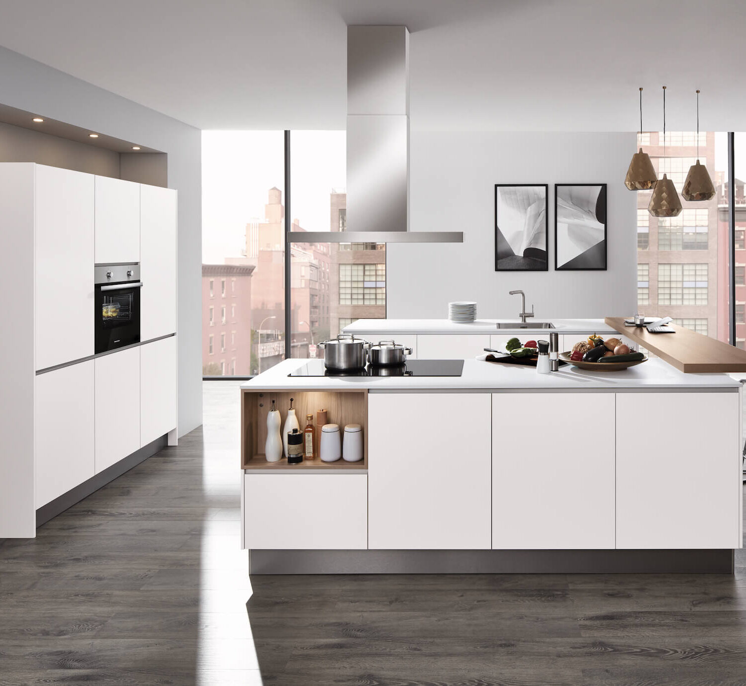 Häcker Design Inselküche Polarweiß