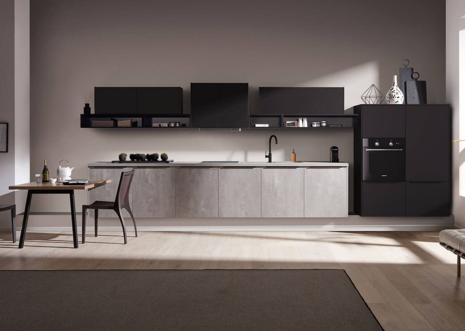 Häcker Design Küchenzeile schwarz