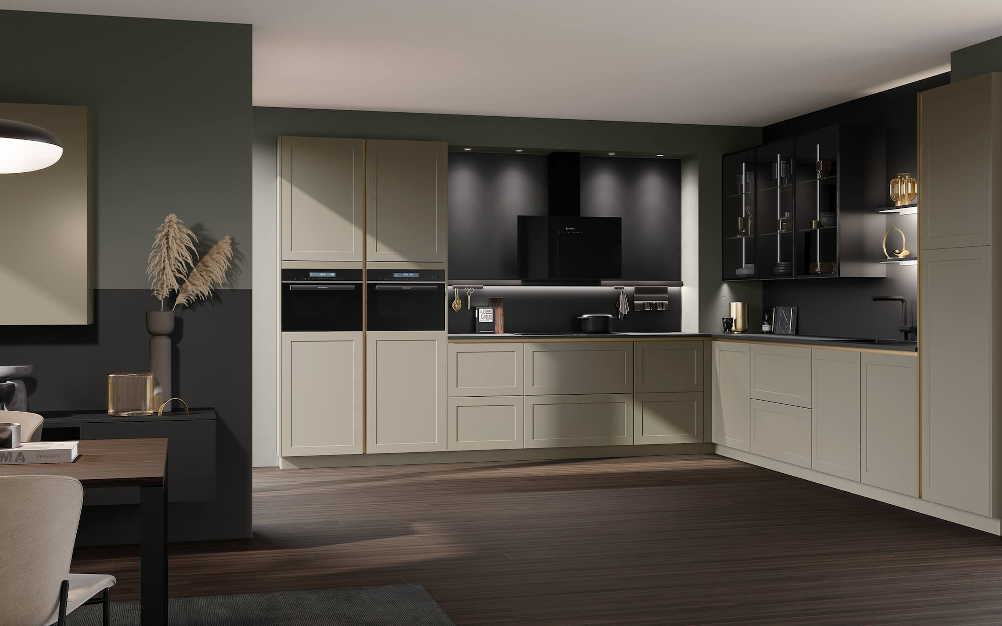 Häcker Moderne Landhausküche AV 5045GL Umbra-natur